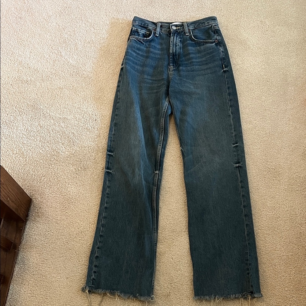 Zara Women’s High Rise Baggy Wide Leg Blue Jeans